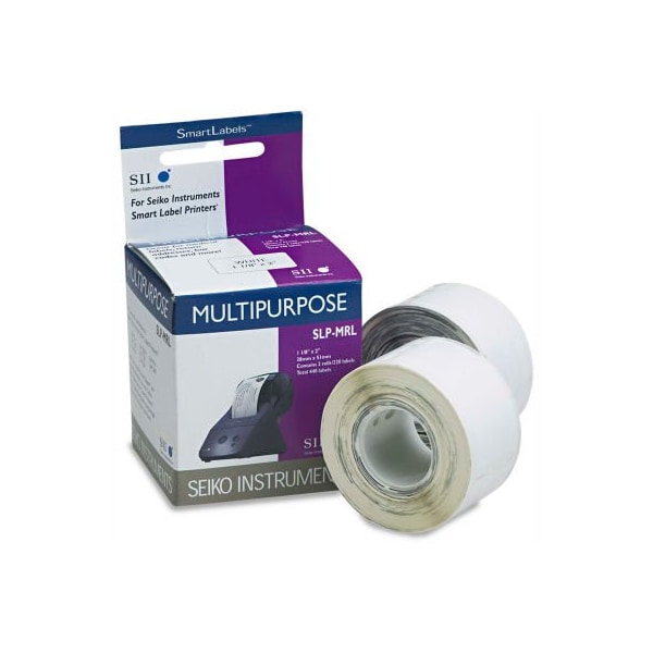 Seiko Instruments Seiko Self-Adhesive Multiuse Labels, 1-1/8 x 2, White, 440/Box SLPMRL - main